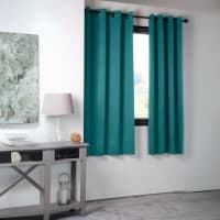 Douceur D'Intérieur Tenda Con Occhielli 140x240 Cm In Cotone 100%, Tinta Unita Blu Con Dettaglio Metallizzato, Finitura Morbida, Articolo 1 Pezzo - 2