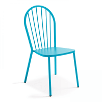 Silla de bistró de metal azul-Honfleur