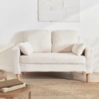 Divano 2 Posti HOMCOM Design Scandinavo | Tessuto Effetto Lino Grigio Scuro | Struttura In Legno Massello | Dimensioni 139x68x80 Cm