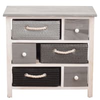 IDIMEX Cassettiera ARBO 4 Cestini In Giacinto D'Acqua – Mobile In Legno Paulownia Laccato Grigio, Design Vintage, Dimensioni 30x69x25 Cm, Facile Da Montare