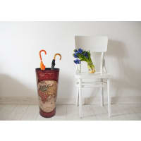 Porte Parapluie Blanc Porte-parapluie Ou Vase En Bois 50cm Décor Palmier - Coloris Naturel Cérusé Blanc Porte Parapluie Bois