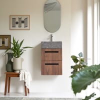 Ensemble meubles de salle de bains Kentia l.140 cm effet noyer