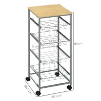 Carrello Cucina Legno Con Cassetti Portaposate Ripiani Cesti E Portabottiglie 76261413