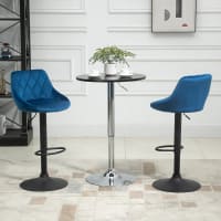 Set di 2 sgabelli da bar regolabili in Velluto Colore crema LENTINI