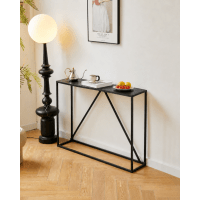 Table Console En Bois Et Métal Avec 4 Compartiments De Rangement - L