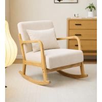 Fauteuil à bascule HOMCOM, aspect polaire berbère, avec accoudoirs, piètement en bois, fauteuil relax pour salon, chambre, jaune | Leroy Merlin