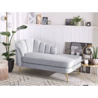 Chaise Longue Versione Sinistra Poliestere Imbottito Taupé Gambe In Legno Lormont 80756648
