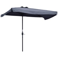 Fiqops Ombrellone LED solare 270/350 cm con manovella | Ombrello da giardino parasole protezione UV 50+ | Ombrello a manovella impermeabile per giardino, balcone, senza supporto, Colore: rosso, 270