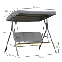 Dondolo Da Giardino Outsunny 2 Posti Con Tettuccio Regolabile – Rattan E Acciaio, Portata 180 Kg, Marrone E Grigio