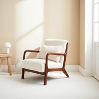 Fauteuil enfant pieds arrondis bois d'hévéa et bouclette blanche L 47 x P 56.5 x H 52.5cm - Angel | Leroy Merlin Fauteuil enfant pieds arrondis bois d'hévéa et bouclette blanche L 47 x P 56.5 x H 52.5cm - Angel | Leroy Merlin