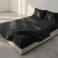 Amago Lenzuolo Con Angoli 140 X 200 Cm, Per Letti Boxspring E Letti Ad Acqua Angoli 50 Cm 100 Cotone Nero 67321743