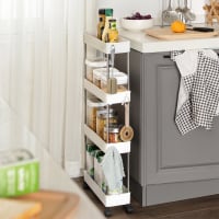 Home Collective Carrello Salvaspazio 3 Ripiani - Bianco, Stretto Con Ruote, 12,5x54x72 Cm - 2