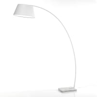 QAZQA Lampada da terra con paralume xxl - Moderno - Lino,Acciaio,Tessuto - Grigio/Bianco/Oro