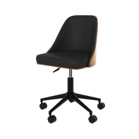 Sedia da ufficio girevole in legno con PU nero Archie | Maisons du Monde