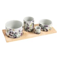 Service apéritif tournant Maggie 4 bols - Décoré Rond Porcelaine