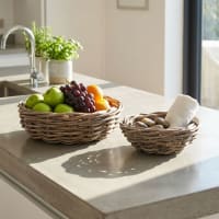 Set di 2 cesti ecopelle marrone oro NUZI | Leroy Merlin