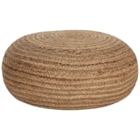 Casafield Pouf Rotondo In Giacinto D'Acqua Naturale Con Coperchio E Piedini In Legno Di Acacia, 44x44 Cm, Per Contenere Coperte E Riviste