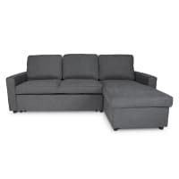 Idemon Divano Letto A L Con Chaise Longue Intercambiabile - In Tessuto Lino Beige, Con Vano Portaoggetti E Tasca Laterale
