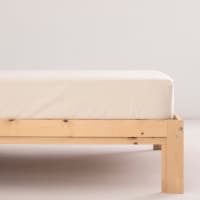 Sábana Bajera Ajustable De Algodón Orgánico Color Hielo. Cama De 135/140 Cm. Con Ofertas En