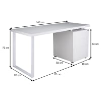 Scrivania per Computer con Cassettiera E Libreria, Tavolo Da Scrittura Moderna Scrivania In Legno con Cassetti, Postazione Di Lavoro per PC per Lavorare e Studiare(120x45x164cm(47x18x64in), White