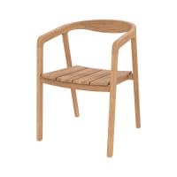 Sedie da giardino impilabili con cuscini 4 pz. Teak massiccio | Leroy