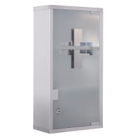 HOMCOM Armoire à Pharmacie Murale 3 Étagères Verrouillable - Acier Rouge 30L X 12P X 60H Cm Avec Porte Verre Dépoli