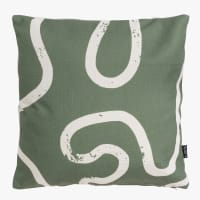 Etnico 2 Federe Per Cuscini Decorative 43x43 Cm – Tessuto Jacquard Con Elefante E Bordo Plissettato, Verde Oliva, Stile Tradizionale, Cerniera Inclusa