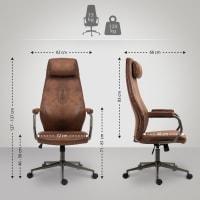 Poltrona Relax Ergonomica CAVADORE Edinburgh In Tessuto Cognac - Alzata Elettrica, Poggiapiedi Regolabile, Rotazione 360°, Misura M