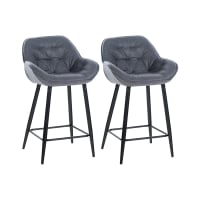 Chaise de bar mi-hauteur Misty en tissu gris 65 cm (lot de 2) – Rendez-Vous Déco