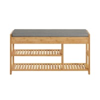 Banc à Chaussures Avec Assise Confortable Et Coussin – 10 Compartiments + 2 Étagères Réglables – Style Élégant Bois, 104 X 30 X 48 Cm