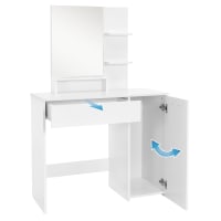 Set Tavolo Da Trucco Con Sgabello E Specchio Pieghevole 3 Ante – 7 Cassetti, Colore Grigio, VidaXL