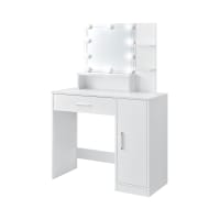 Tavolo da trucco sospeso in MDF bianco con specchio e sgabello ML-DESIGN