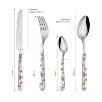 NEVA | BISTROT Cuoricini Set 24 Posate, Set Posate In Acciaio Inox Lavaggio In Lavastoviglie Decorazione Indelebile Tortora
