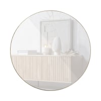 Espejo Redondo Gigante De Madera Fab - 150 Cm De Diámetro Para Sala, Dormitorio O Entrada