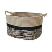 Cesta Organizadora Cuadrada Trenzada Con Asas - 29x21x15 Cm, Color Negro | Para Baño, Dormitorio, Almacenaje De Maquillaje O Objetos Decorativos