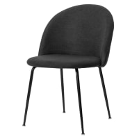 Silla de comedor tapizada en gris oscuro con patas negras.-Ampel