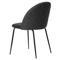 Silla de comedor tapizada en gris oscuro con patas negras.-Ampel cropped-1