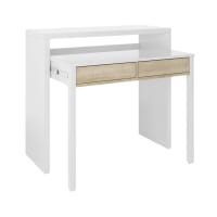 WOHOMO Scrivania Per Computer Con 2 Cassetti In Tessuto - 80cm Bianca - Scrivania Da Studio Salvaspazio Per Piccoli Ambienti