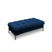 Banc Velours Bleu Foncé Élégant 100 Cm - Banquette Bout De Lit Capitonnée Ultra Confortable