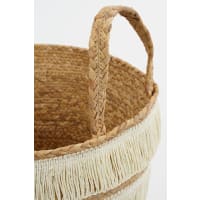 Cestino Portaoggetti Per Scale Casafield In Giacinto D'acqua, Con Manici, Due Scomparti, 40x24x40 Cm, Naturale - 4