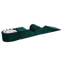 Piscine à Balles Et Parcours Motricité MEOWBABY – 200 Balles Incluses – Mousse Haute Densité – Ecru – Dès 1 An