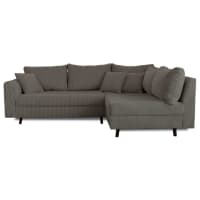 Canapé d’angle 4 places avec tissu texturé gris clair Lorelia | Maisons ...