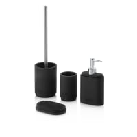 Set accessori bagno da appoggio 5 pezzi in plastica nero Glim