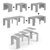 Table De Cuisine Type Livre - 80x40 Cm Extensible - Plateau Verre Gris - Structure Métal Alu