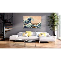 Tableau Mural Abstrait En Verre Trempé - Motif Vagues Gris, Taille Sur Mesure, Neuf, Moderne