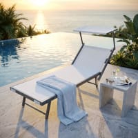 Lettino Prendisole Mare In Alluminio Enrico Coveri - Bianco, Textilene, Portata 150 Kg, Per Giardino O Lido