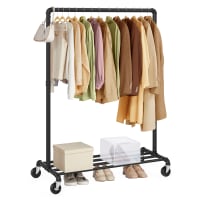 Portant Vêtements Sur Roulettes Avec Étagères – Charge 200 Kg, Doré Élégant, Portable & Extensible