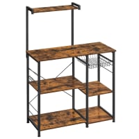 HOMCOM Étagère Cuisine Micro-Ondes Style Industriel Avec Prises USB - 90 X 42 X 130 Cm Marron Rustique