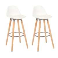 Set Di 2 Sgabelli Da Bar Moderni Con Schienale - Regolabili, Girevoli, Colore Bianco