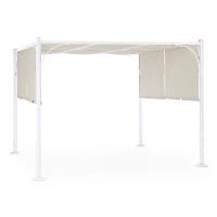 Gazebo Astoria 3x3 M Con Struttura In Alluminio E Copertura Richiudibile A Carrucola – Bianco, Per Giardino E Terrazza